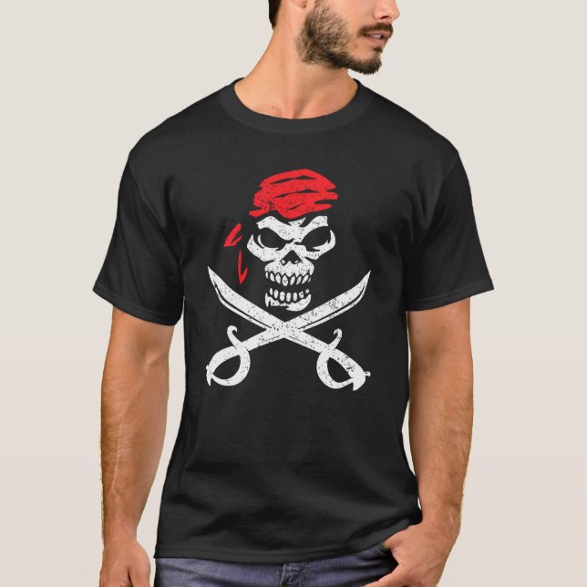 Pirat Shirt med korsben och Öga-korrigeringsskulla T Shirt (Framsida)