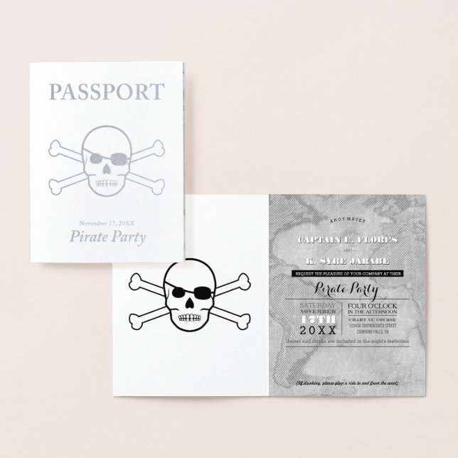 Pirat Silver Foil Pass: Party Folierat Kort (Display)