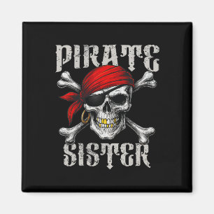 Pirat Sister Jolly Roger Flagga och Skull Crossbon Magnet