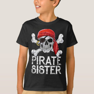 Pirat Sister Jolly Roger Flagga Skull & Crossbone T Shirt