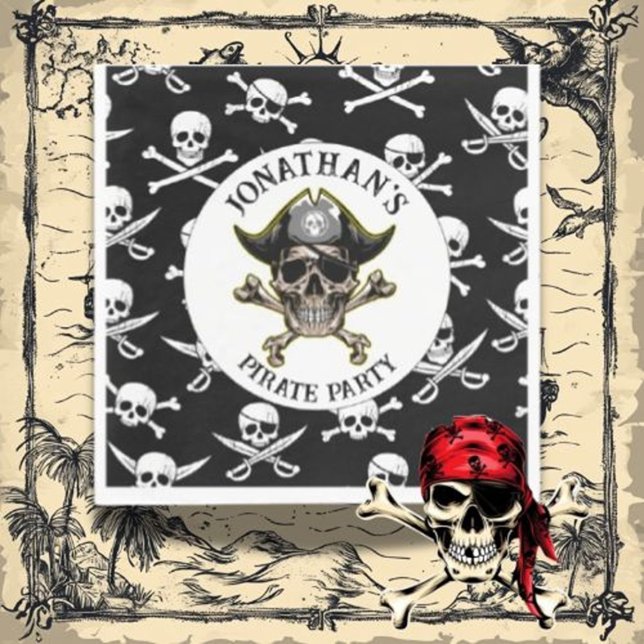 Pirat skalle BIRTHDAY Pappersservett (Make your child’s pirate party unforgettable with themed napkins featuring fun designs)