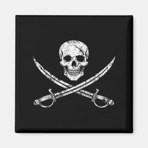 Pirat skalle korslagda ben kors svärd jolly roger magnet