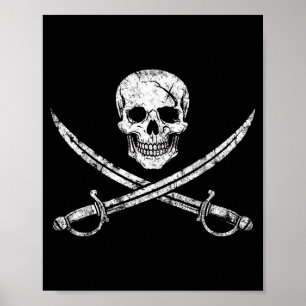Pirat skalle korslagda ben kors svärd Jolly Roger Poster