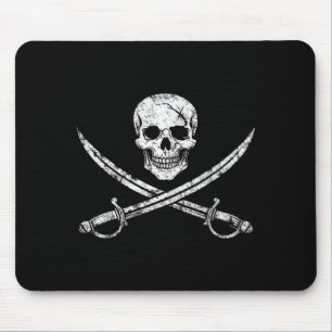 Pirat skalle korslagda ben korsa svärd jolly roger musmatta