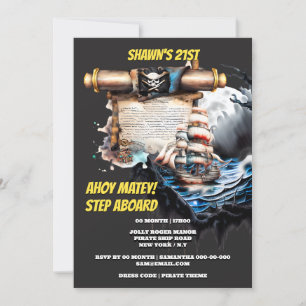 Pirat skattar karta jolly roger ahoy matey inbjudningar