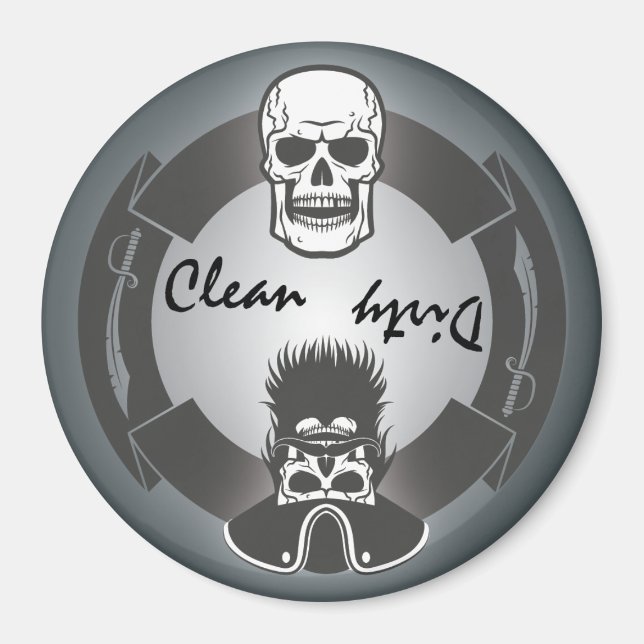 Pirat Skeleton Clean Dirty Dishwasher Magnet (Framsidan)
