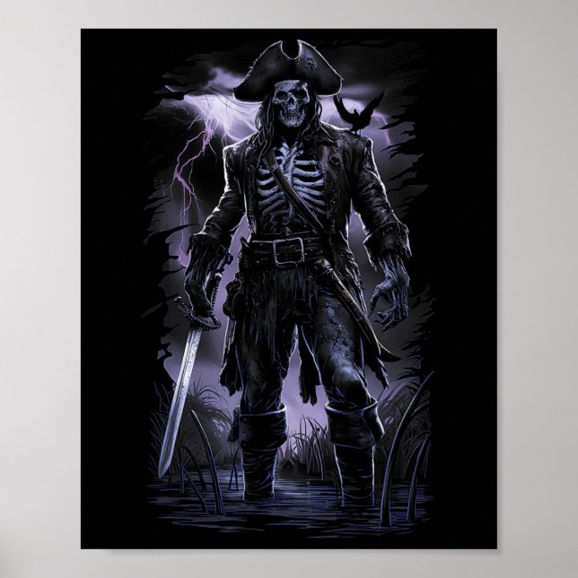 Pirat Skeleton Ghost Frakt Halloween Costume Party Poster (Framsidan)
