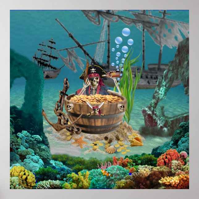 PIRAT SKELETON I BARREL POSTER (Framsidan)