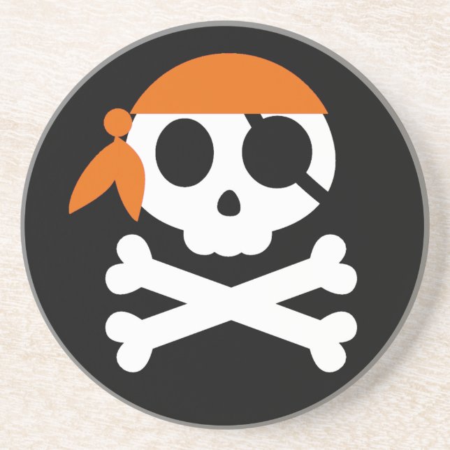 Pirat Skeleton Skull Bandanna Underlägg Sandsten (Framsidan)