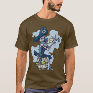 Pirat Skeleton Skull Power Music spelar violin T-S T Shirt