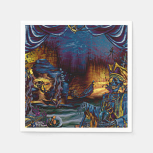 Pirat Skeleton Treasure under Sea Tecknad Art Pappersservett