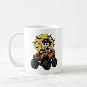 Pirat Skelett Monster Truck Halloween Design_1 Kaffemugg