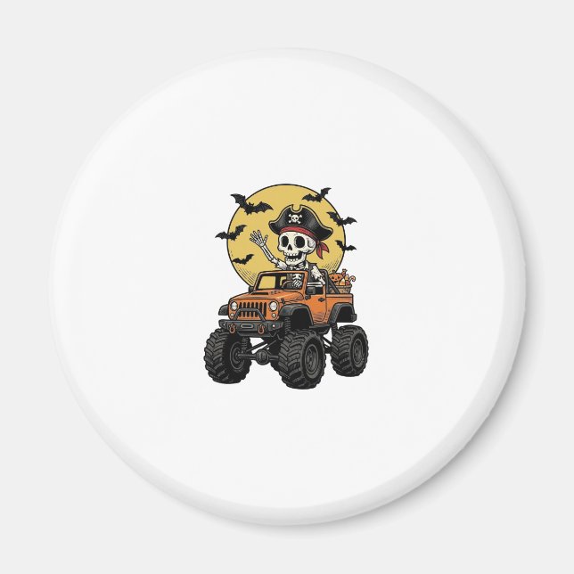 Pirat Skelett Monster Truck Halloween Design_1 Magnet (Framsidan)