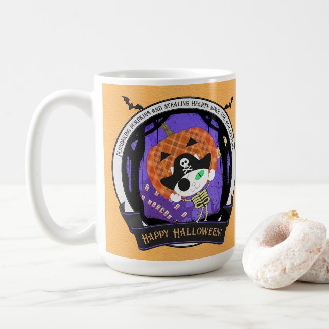 Pirat skelettkatt kaffemugg (Med munk)