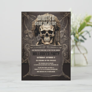 Pirat Skull Ansikte Black Halloween fest Inbjudningar