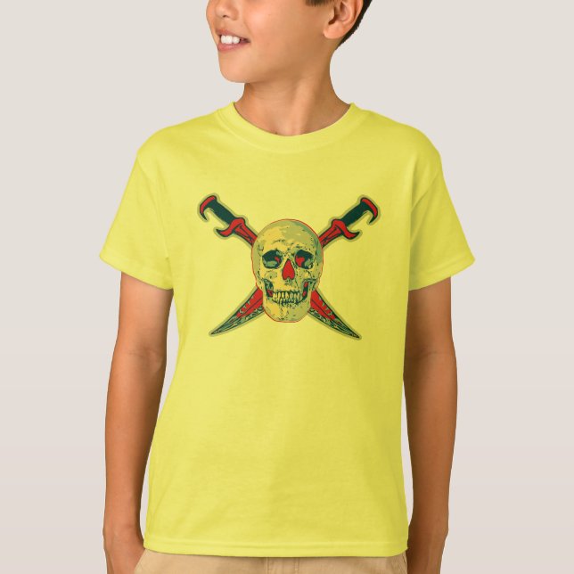 Pirat (Skull) - Barnens grundläggande hanes tagglö Tee Shirt (Framsida)