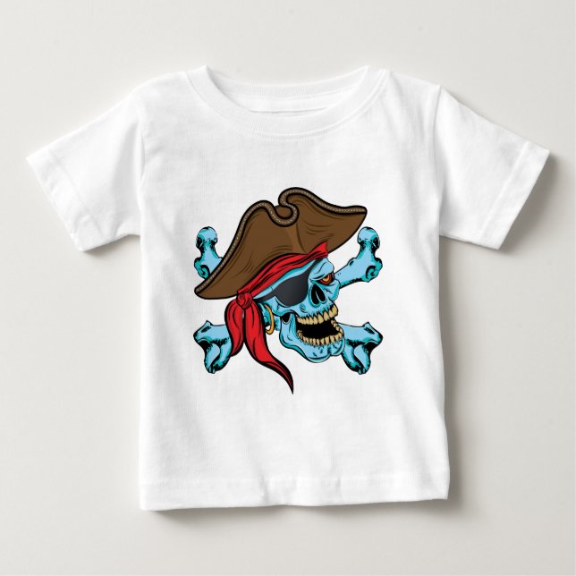 Pirat Skull & Crossbone-01 T-shirt (Framsida)