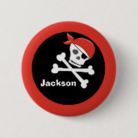 Pirat Skull Crossbone Black Red Monogram Kids