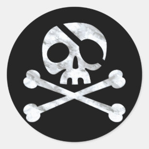 Pirat Skull & Crossbone Black Runt Klistermärke