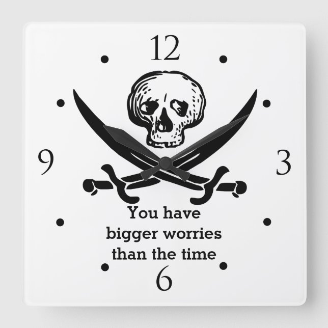 Pirat Skull du har större bekymmer Fyrkantig Klocka (Framsida)