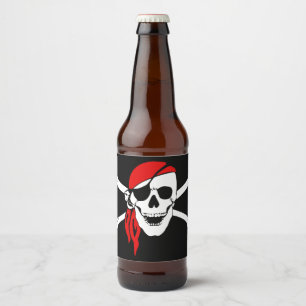Pirat Skull Flagga Ölflaska Etikett