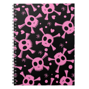 Pirat Skull: Girlish Hearts Mönster Anteckningsbok