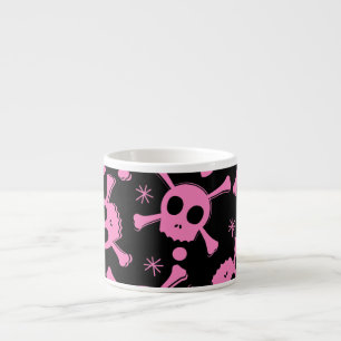 Pirat Skull: Girlish Hearts Mönster Espressomugg