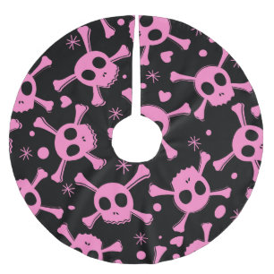 Pirat Skull: Girlish Hearts Mönster Julgransmatta Borstad Polyester