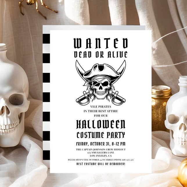 Pirat Skull Halloween Costume Party Inbjudningar (Pirate Skull Halloween Costume Party Invitation)