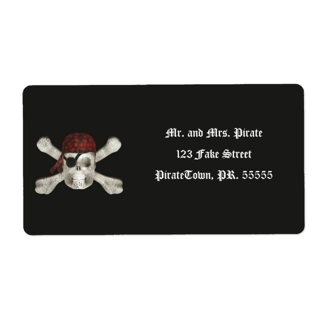 Pirat Skull - Halloween-etiketter Fraktsedel (Framsidan)