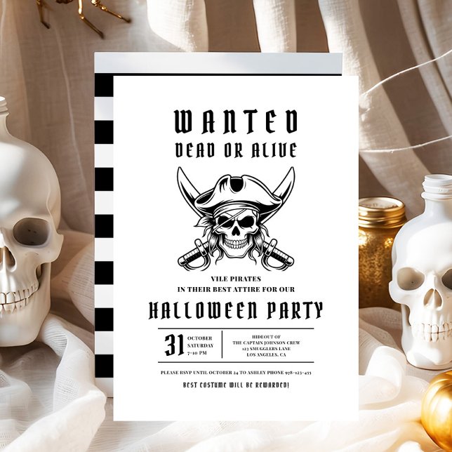 Pirat Skull Halloween fest Inbjudningar (Pirate Skull Halloween Party Invitation)