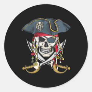 Pirat Skull Halloween Little Boys Girls Kids Tonår Runt Klistermärke