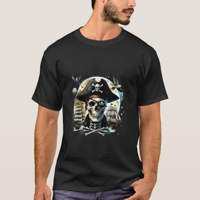 Pirat Skull Halloween Little Boys Girls Kids Tonår T Shirt (Framsida)