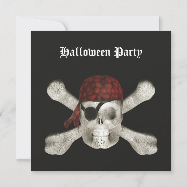 Pirat Skull - inbjudan till Halloween fest (Framsida)