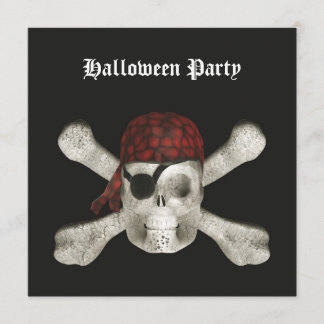 Pirat Skull - inbjudan till Halloween fest