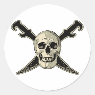 Pirat (Skull) - Klassisk rund etikett, blank Runt Klistermärke