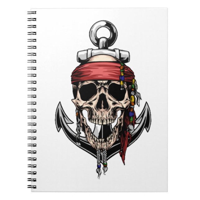 Pirat Skull Kor Bones Anchor Anteckningsbok (Framsidan)