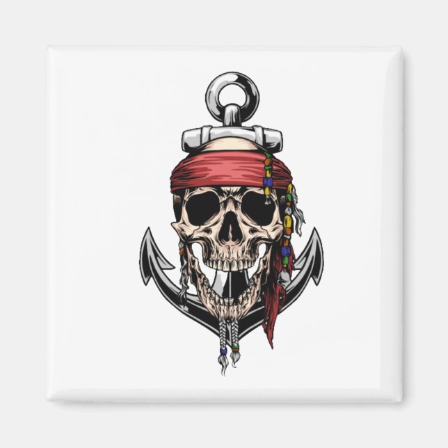 Pirat Skull Kor Bones Anchor Magnet (Framsidan)