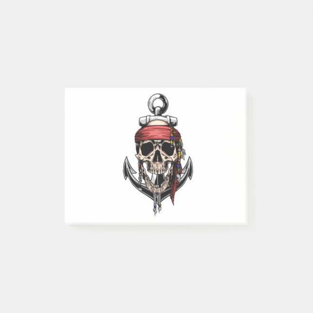 Pirat Skull Kor Bones Anchor Post-it Block (Framsida)