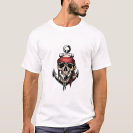 Pirat Skull Kor Bones Anchor T Shirt