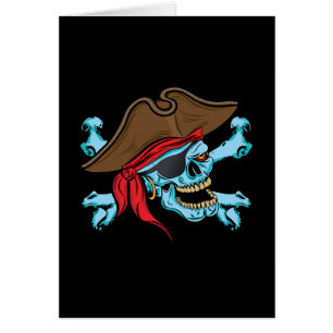 Pirat Skull & korsben Hälsningskort