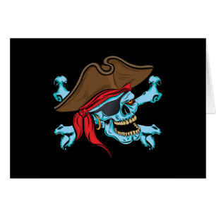 Pirat Skull & korsben Hälsningskort