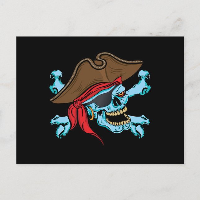 Pirat Skull & korsben Vykort (Framsida)