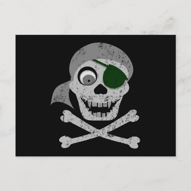 Pirat Skull & korsben vykort (Framsida)