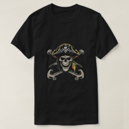 Pirat Skull med grå flin T Shirt
