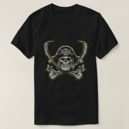 Pirat Skull med grå flin T Shirt
