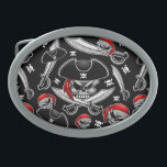 Pirat Skull med korsad Sabers<br><div class="desc">Den skrämmer Pirat Skull,  skrämmer död kapten,  med rött Bandanna,  Sabers och en Tricorne Black Hat. Original Vector Illustration Copyright BluedarkArt</div>