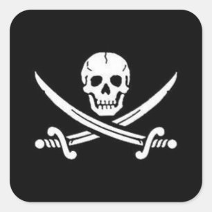 Pirat Skull med korsade ord Fyrkantigt Klistermärke