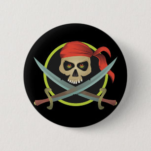 Pirat Skull med korsade ord Knapp