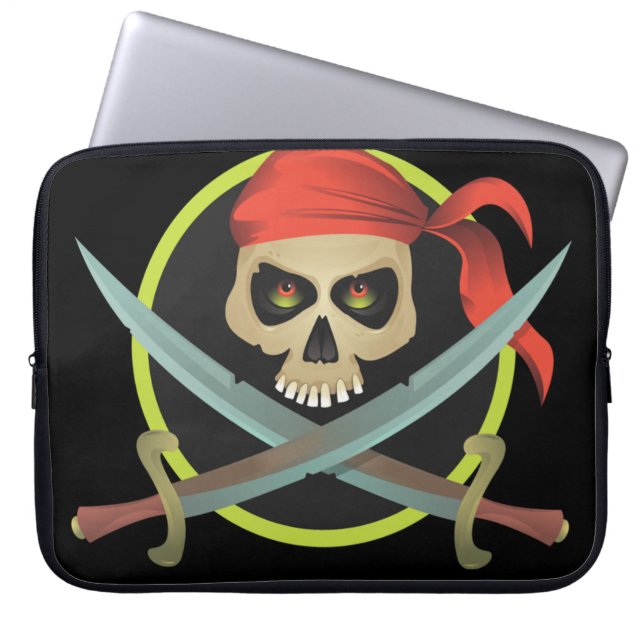 Pirat Skull med korsade ord Laptop Fodral (Framsidan)
